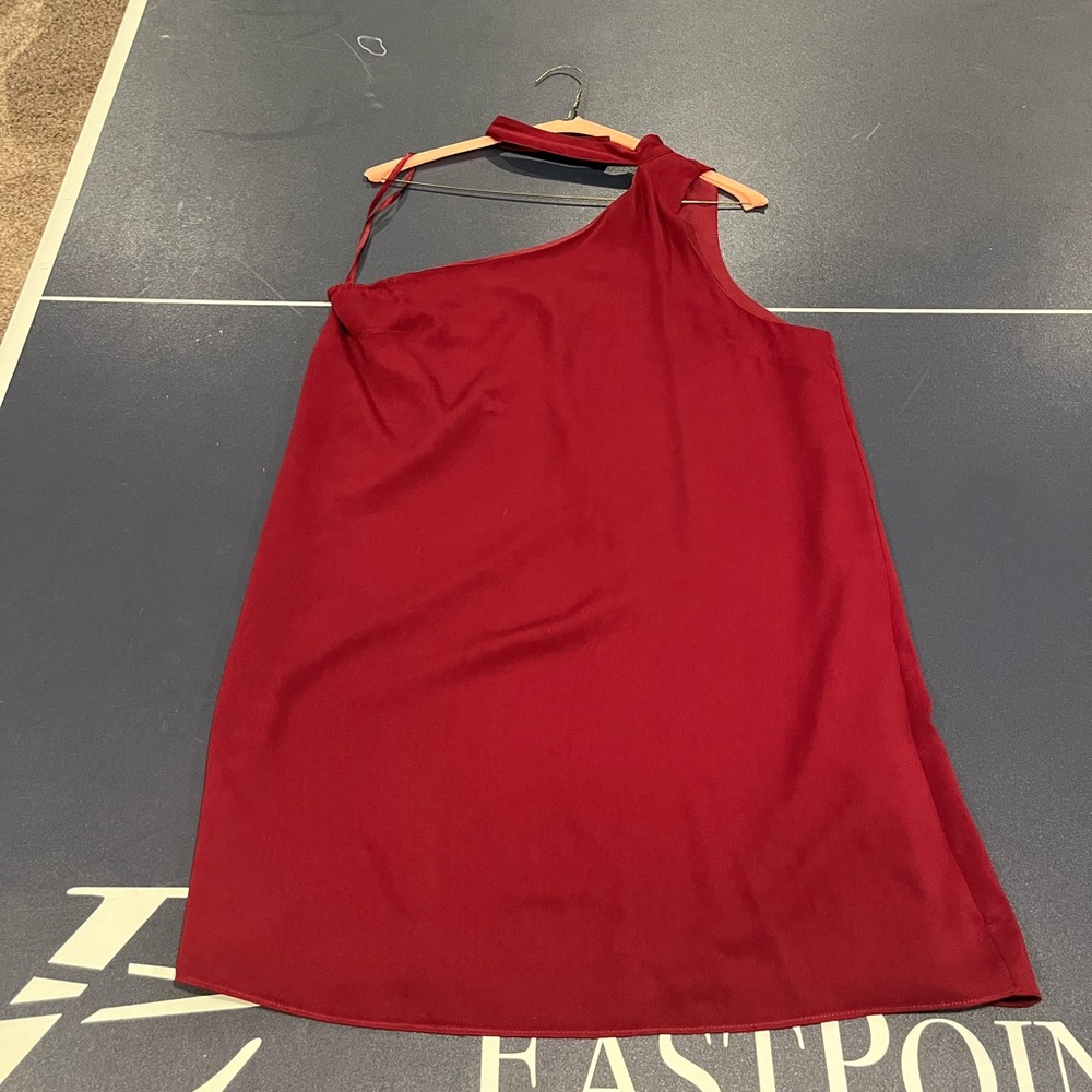 Dainty Hooligan One Shoulder Burgundy Dress - Picture 2 of 7